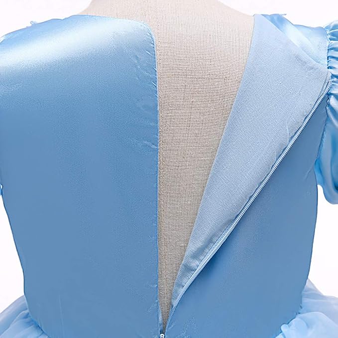 FYMNSI Kids Girl Cinderella Costume Fairy Tale Princess Fancy Dress Up Halloween Carnival Cosplay Birthday Party Short Sleeve Butterfly Tulle Tulle Maxi Prom Gown with Accessories 6-7 Years