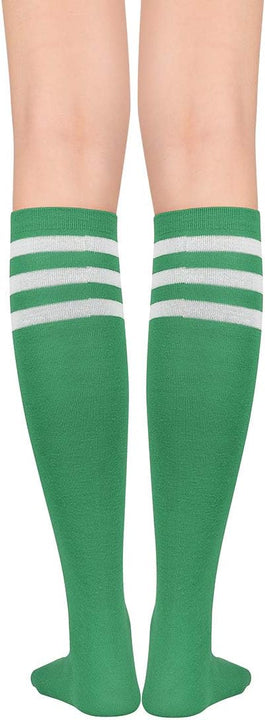 Durio Knee Socks Women's Overknee Socks Long Stockings Overknee Striped Socks Knee Socks Carnival Halloween Costume Cosplay Costume Girls, Green and white stripes, One size