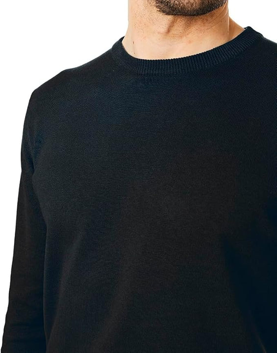 Castle Point Mens Herren-strickpullover Mit Rundhalsausschnitt CSPKNT003 Cotton Jumper Pullover Sweater, Crew Neck, Black, L, Black, L UK
