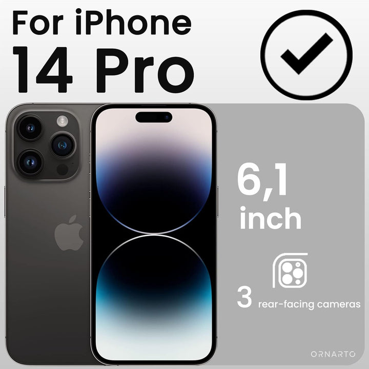 ORNARTO Compatible with iPhone 14 Pro Case 6.1",Bumper Case with 2 x Screen Protector Liquid Silicone Gel Rubber Case Full Body Protection Removable Clear Back Cover for iPhone 14 Pro-Black