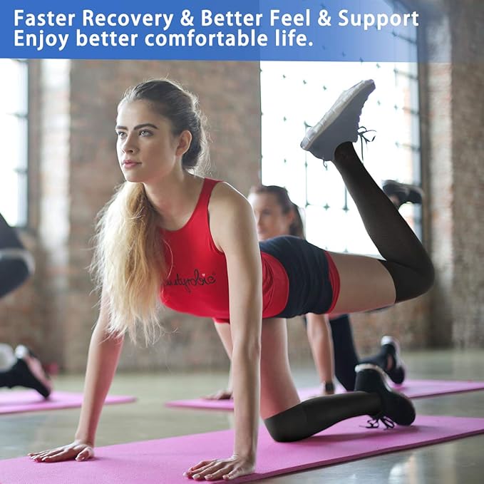 Ikfashoni 2 Pairs Copper Compression Socks for Women & Men, Medical Compression Stockings Graduated 15-20mmHg Knee Height, Suitable for Flight Travel, Competitive Sports Running, Pregnancy Nurse