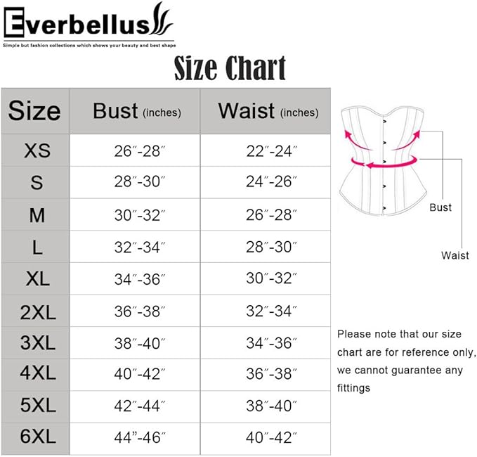 Everbellus Women Waist Trainer Cincher Corset with 24 Spiral Steel Bone Black 2X-Large