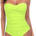 RELLECIGA Women's Tummy Control Swimwear Strapless One Piece Swimsuit for Women, Neon Green, Large (R7013-403L)