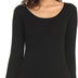 Mcilia Women's Ultrathin Modal Round Neck Long Sleeve Thermal Top/Shirt Black Medium (UK Size 12 14)