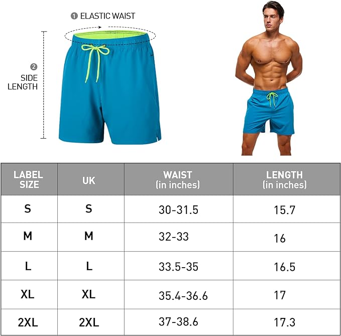 Arcweg Men's Swimming Shorts Mens Swim Trunks with Zipper Pockets Swim Shorts Mesh Lining Stretchy Board Shorts Surfing Beach Shorts Quick Dry