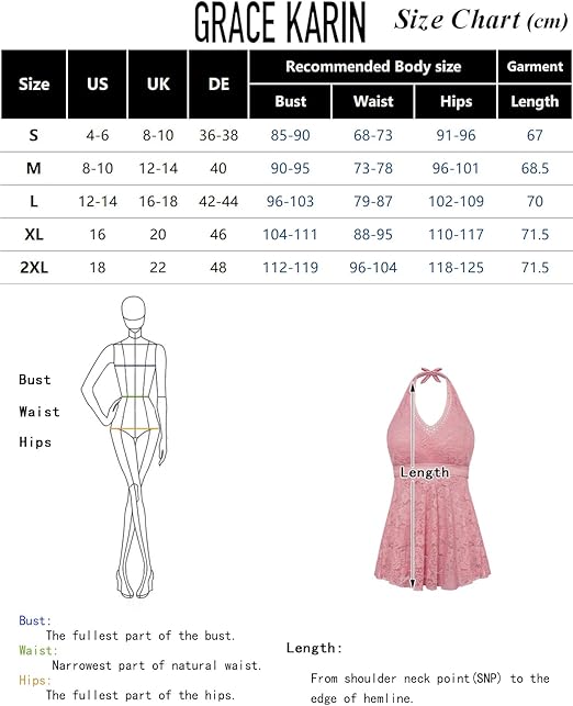 GRACE KARIN Womens Black V-Neck Swimwear Set Lace Swim Top  Tankini Swimsuits for Holiday Black XL