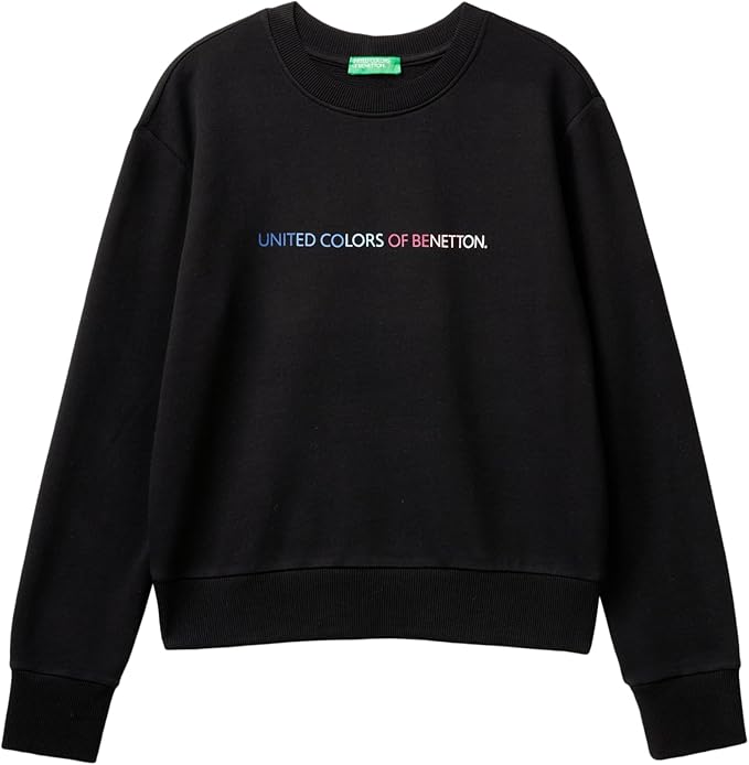 United Colors of Benetton Women's Jersey G/C M/L 3J68D107Z Hooded Sweatshirt, Black, S