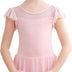 Aiseyi Ballet Dress for Girls Short Ruffled Sleeve Ballet Leotard Kids Cotton Ballet Outfit Dance Leotards with Mesh Skirt 3-4 Years Pink