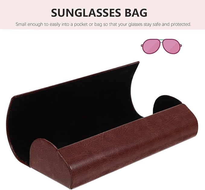SUPVOX Hard Glasses Case Leather Sunglasses Eyeglasses Spectacle Storage Case Holder with Magnetic Closure men and women (Brown)