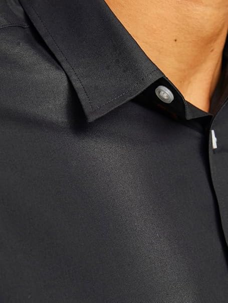 JJ REBEL Men's Jrebgavin Solid Shirt Ls Noos, Black, 2XL