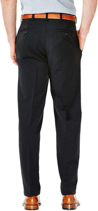 Haggar Men's Cool 18 Hidden Comfort Waist Plain Front Pant,Black,40x32