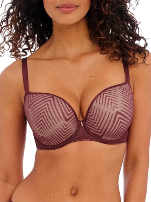 Freya Women's Fitted Shaped T-Shirt Bra with Underwire, Opaque, Dark Cherry, 34F
