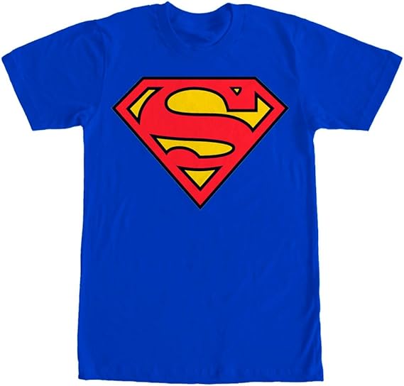 DC Comics Men's Superman Classic Logo T-Shirt, Royal, Large