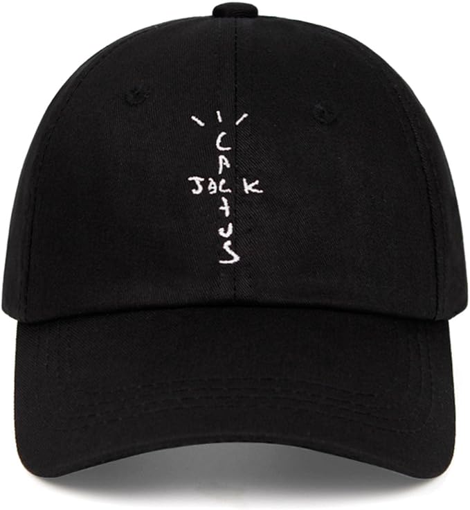 QICAT 100 Percent Cotton Cactus Jack Baseball Caps Travis Scott Unisex Astroworld Dad Hat Cap ASTROWORLD Embroidery Man Women Summer Hat Black, One Size