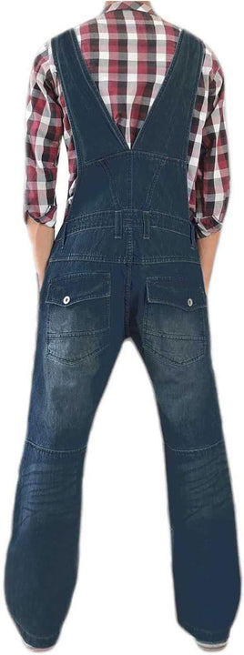 True Face Unisex Dungarees Denim Men Jumpsuit Women Onesie All in One Dark Wash Blue, Large