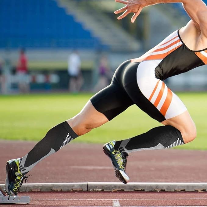 Compression Socks (2 Pairs) for Men Circulation 20-30 mmhg Medical Compression Stockings Women Nursing (Black, XXL)