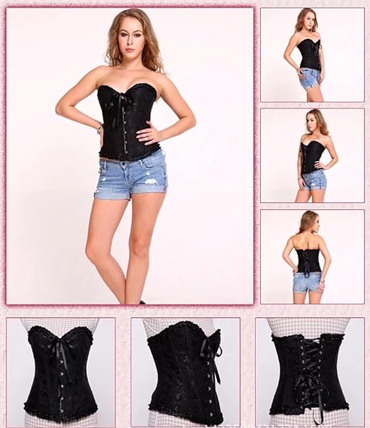 Dreamburn Bustiers Corsets Bridal Lingerie Lace up Satin Boned Corset Women's Gothic Corsets Cinchers Overbust Bodysuit