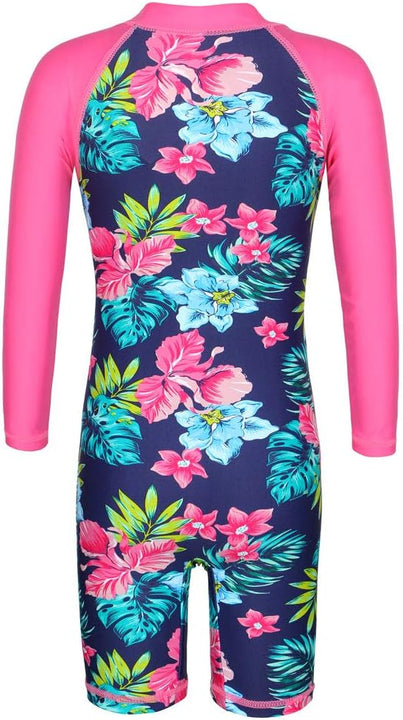 ZNYUNE Girls' one-piece swimsuit, sun protection, swimwear, children's long-sleeved swimsuit