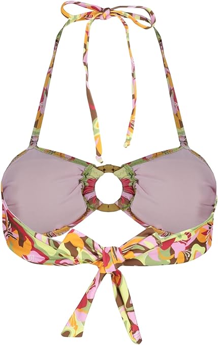 Trendyol Women's Regular fit Strapless Knit Bikini Top Swimwear, Pink-Multicolor, 8