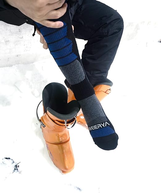 WEIERYA Ski Socks 2-Pack Merino Wool, Anti-Pilling Wool Skiing Socks, Suitable For Men & Women Darkblue S
