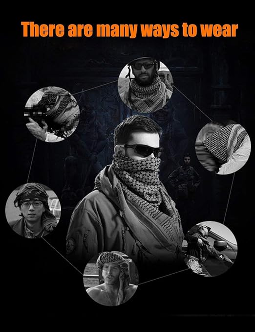 FREE SOLDIER Scarf Military Shemagh Tactical Desert Keffiyeh Head Neck Scarf Arab Wrap with Tassel 43x43 inches (Blue)