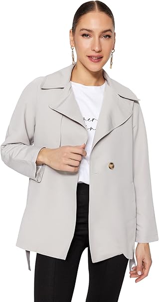 Trendyol Women Young Oversize Double-breasted Lapel collar Woven Trench Coat