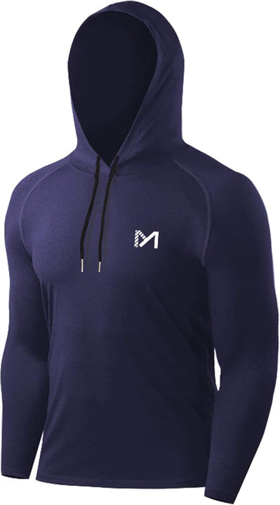 MEETYOO Men’s Running Tops 2 Pack, Sport Shirt Long Sleeve T-shirt Gym Tee for Fitness Workout Jogging, Navy Blue+Grey, M