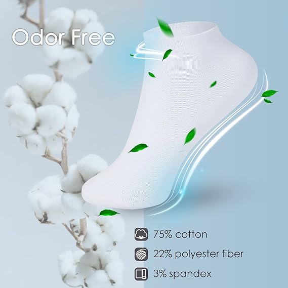 ACWOO Ankle Socks, 6 Pairs Athletic Ankle Socks, Cotton Trainer Sports Socks, Breathable Running Socks for Men Women Ladies, Non-Slip Low Cut Short Socks for Casual and Athletic Wear
