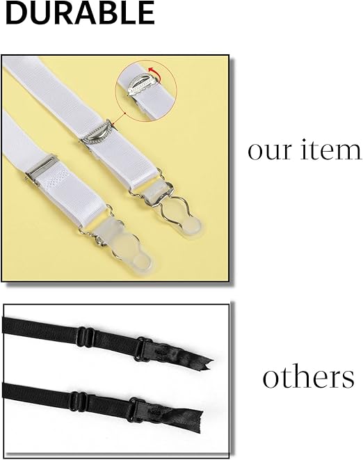 ohyeahlady Women Stretchy Lace Suspender Belt Mesh Garter Plus Size Lingerie Set with 6 Wide Straps Metal Clip for Stockings (G-String Included) 20-22