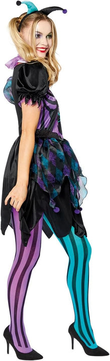 amscan 9914858 - Women's Haunted Harlequin Lady Adults Halloween Fancy Dress Costume Size: 12-14