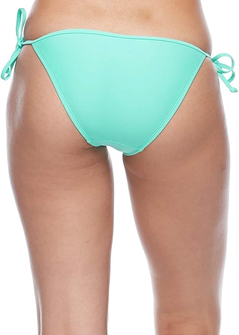 Body Glove Women's Tie Side Solid Fuller Coverage Bikini Bottom Swimsuit, Smoothie Sea Mist, Medium