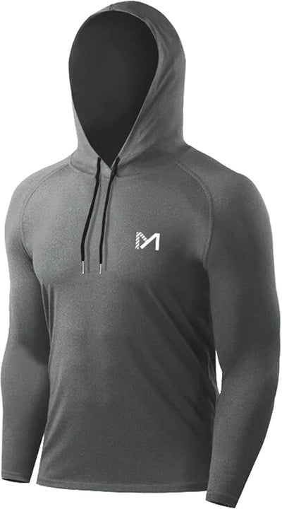 MEETYOO Men’s Running Tops 2 Pack, Sport Shirt Long Sleeve T-shirt Gym Tee for Fitness Workout Jogging, Navy Blue+Grey, M