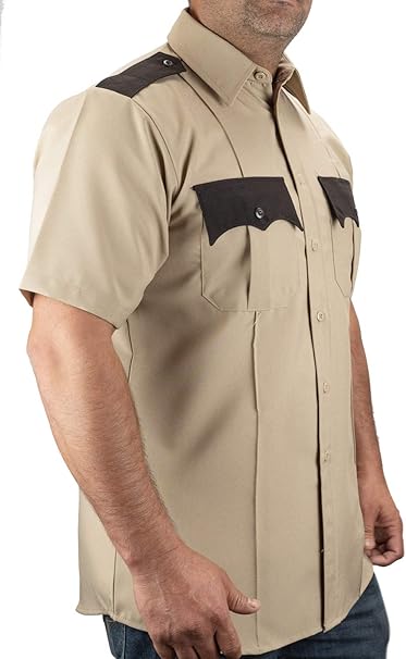 First Class 100% Polyester Two Tone Short Sleeve Men's Uniform Shirt - Large