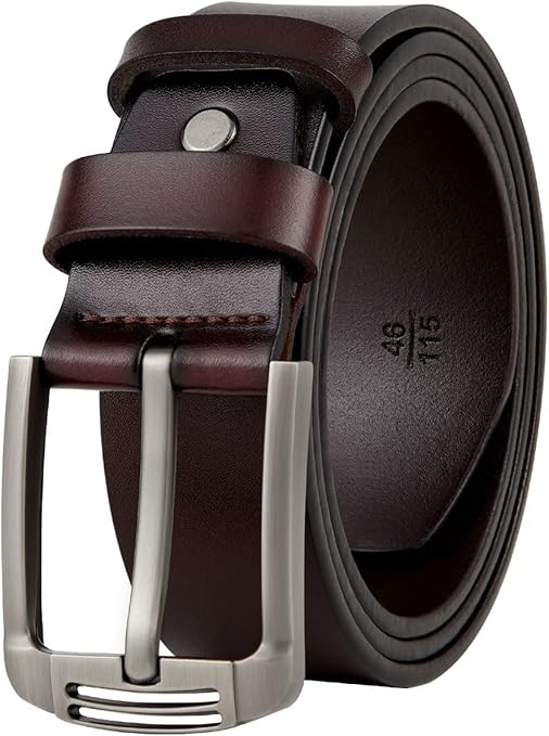 GSG SINCE 1998 Men's Genuine Leather Belt - Classic 38mm Wide Belt for Casual, Dress, Work & Special Occasions - Fits Jeans, Pants & Suits, Coffee, 38-42"