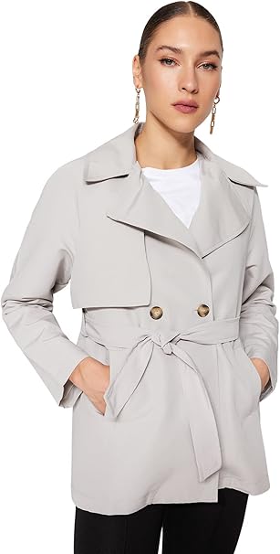 Trendyol Women Young Oversize Double-breasted Lapel collar Woven Trench Coat