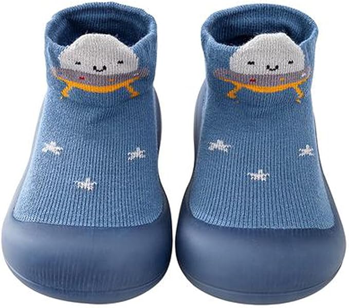 Non-Slip Baby Toddler Sock Shoes Cute Kid First Walking Shoes Pre-Walker Baby Slipper Socks with Rubber Soles Baby Girls Boys Soft Sole Shoe Socks Sneakers Trainers, Blue / 18-30 Month/13-14cm