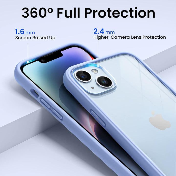 ORNARTO Compatible with iPhone 14 Plus Case 6.7",Bumper Case with 2 x Screen Protector Liquid Silicone Gel Rubber Case Full Body Protection Removable Clear Back Cover for iPhone 14 Plus-Blue