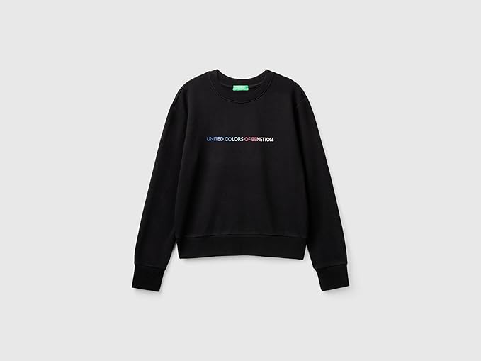 United Colors of Benetton Women's Jersey G/C M/L 3J68D107Z Hooded Sweatshirt, Black, S