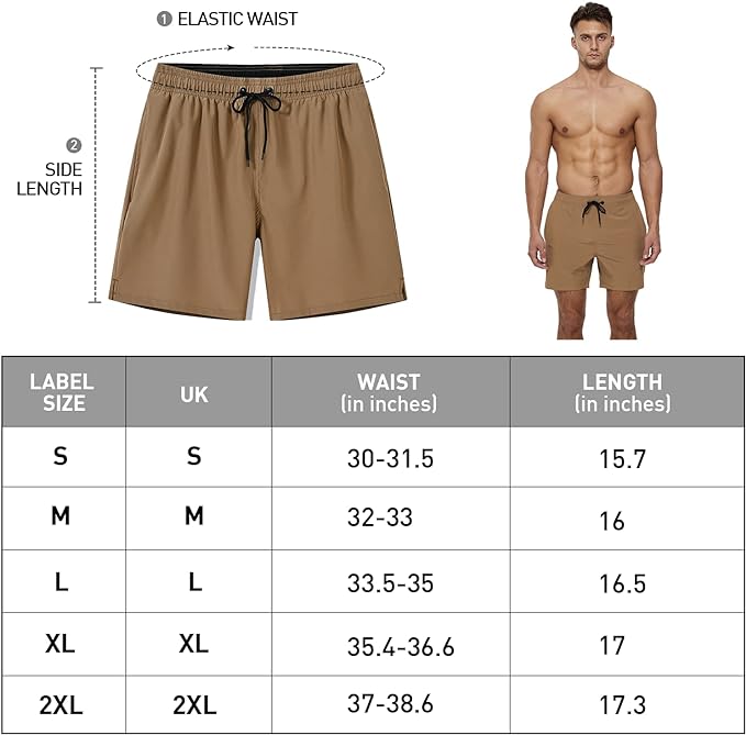 Arcweg Men's Swimming Shorts Mens Swim Trunks with Zipper Pockets Swim Shorts Mesh Lining Stretchy Board Shorts Surfing Beach Shorts Quick Dry