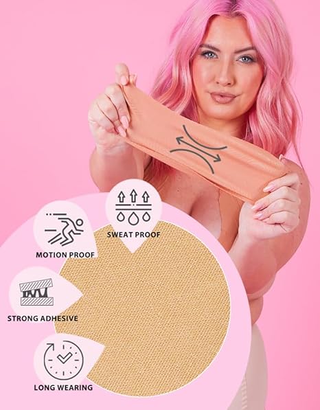 Perky Pear Original Lift & Shape Boob Tape [A-G Cups] - 2 Pairs of Boob Tape & 3 pairs Nipple Protector covers - Colour Options (F-G, Beige)