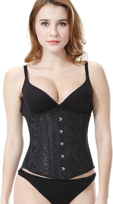 Everbellus Women Waist Trainer Cincher Corset with 24 Spiral Steel Bone Black 2X-Large