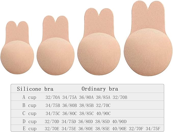 HonLena Stick on Bra Strapless Bras,Women Backless Bra,Rabbit Lift-Up Bra,Reusable Bra for Women Backless Evening Dress for Girls Women Beige