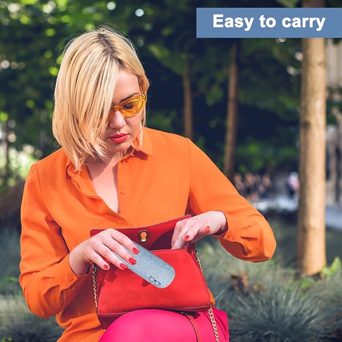 XYQMLY 3 Pack Hard Shell Eyeglasses Case, Unisex Portable Glasses Protection Case Linen Fabrics Glasses Case, Blue/Green/Grey, Medium