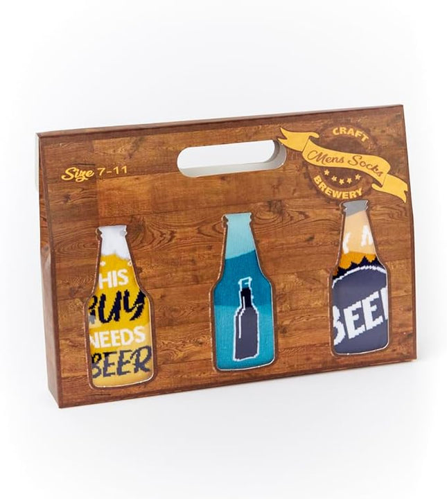 Urban Eccentric Mens Beer Socks Gift Set | Gift | 3 Pairs | Cotton Rich Socks | Premium Socks | Novelty | Gifts