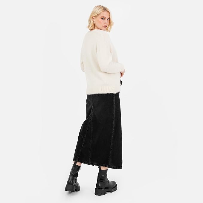 Lovedrobe Women's Cardigan Ladies Long Sleeve Pearl Embellished Velvet Bow Knitwear Smart Casual Office Wear Popper Buttons, Cream 12-14