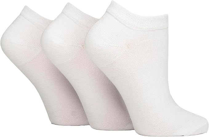 Gentle Grip - 6 Pairs Diabetic Trainer Socks for Women | Non Elastic Soft Top Extra Wide Ankle Socks (4-8, White)