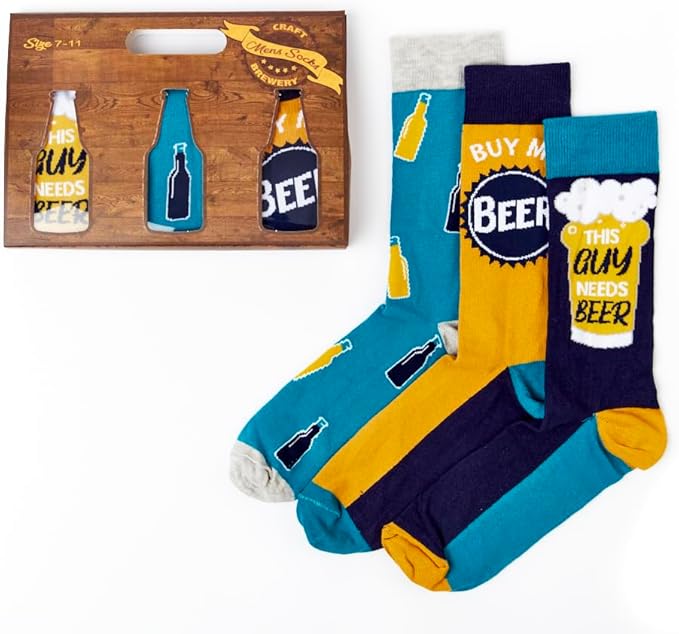 Urban Eccentric Mens Beer Socks Gift Set | Gift | 3 Pairs | Cotton Rich Socks | Premium Socks | Novelty | Gifts