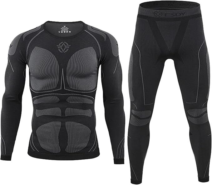 WINDCHASER Men's Thermal Underwear Set Long Sleeve Tops Long Johns Base Layer Bottom Seamless Quick Drying for Cycling, Hiking, Skiing, M