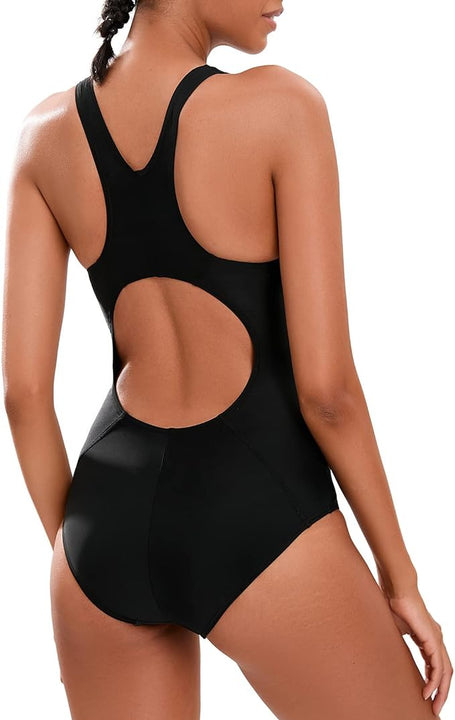 Veranobreeze Women’s Athletic Print One Piece Swimsuits Training Swimwear Racerback Competitive Bathing Suit for Women (Green Flame, UK16)