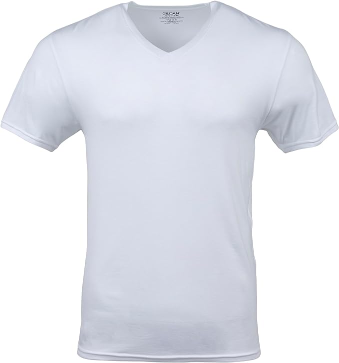 GILDAN Men's V-neck T-shirts, Multipack, Style G1103 Undershirt, White (5-pack), XL